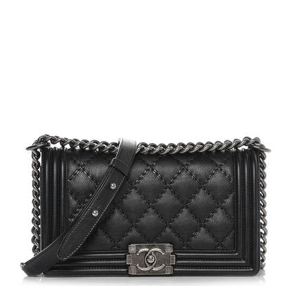 Chanel Calfskin Double Stitch Medium Boy Flap Black 1 of 7