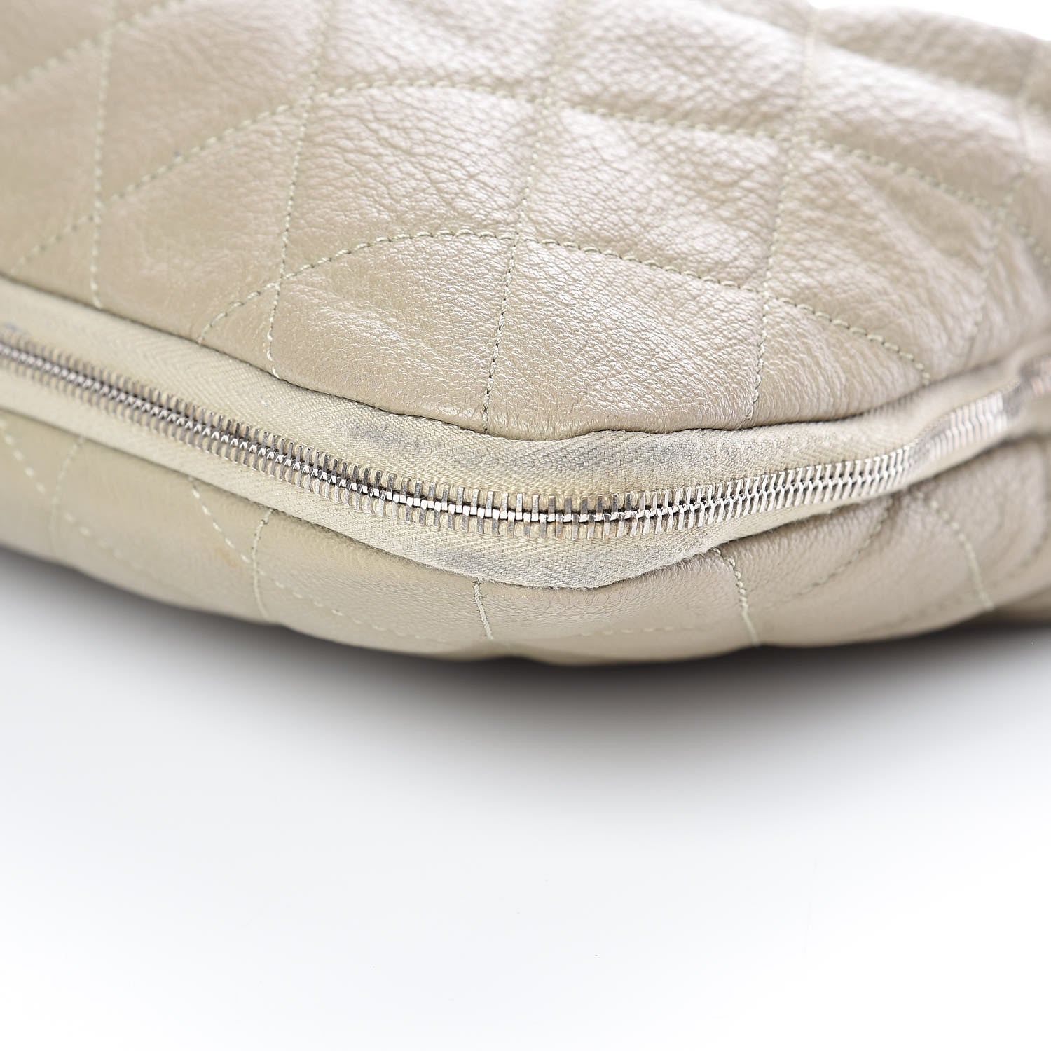 Chanel Calfskin Quilted Expandable Zip Shoulder Bag Beige 6 of 10