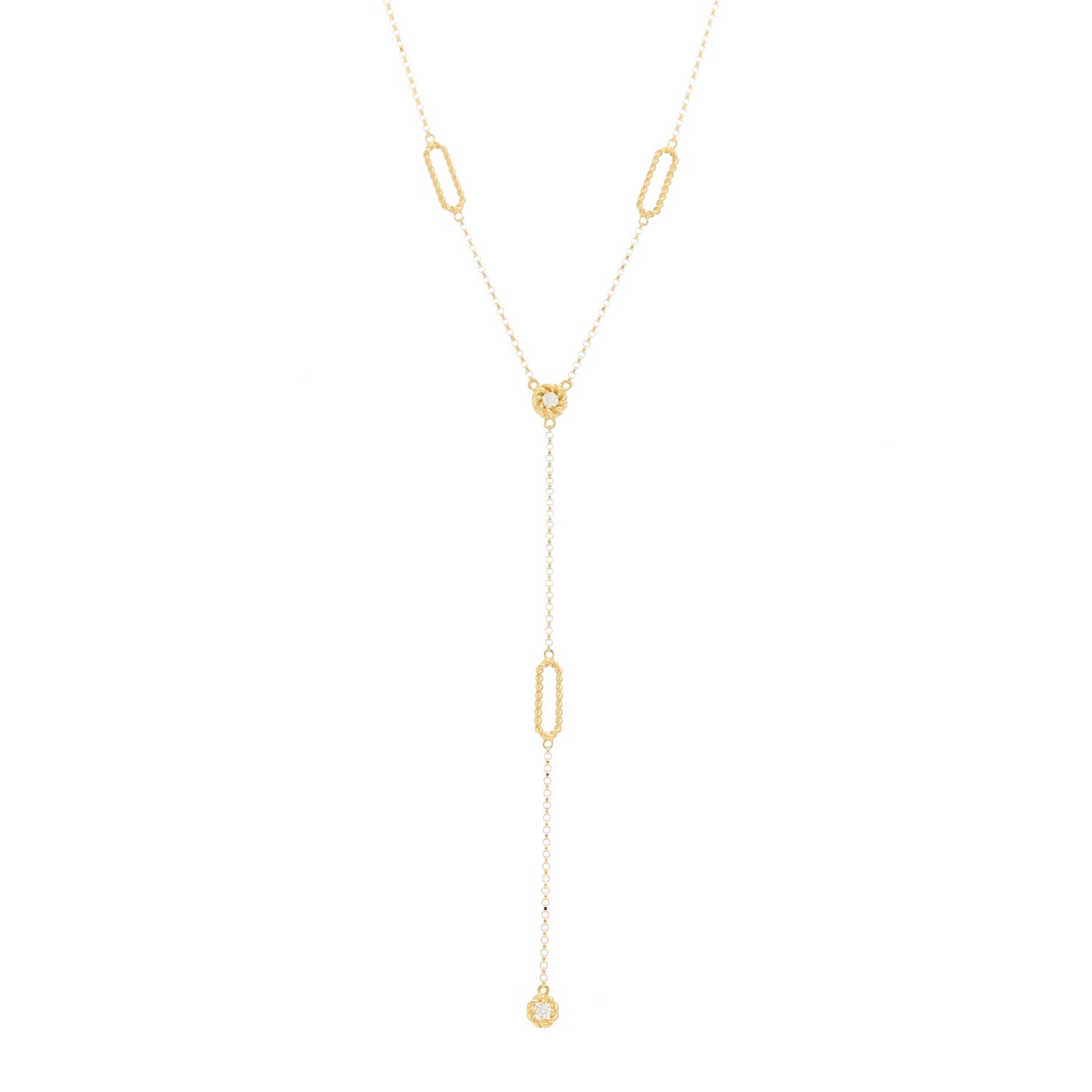 18K Yellow Gold Diamond Barocco Y Drop Necklace