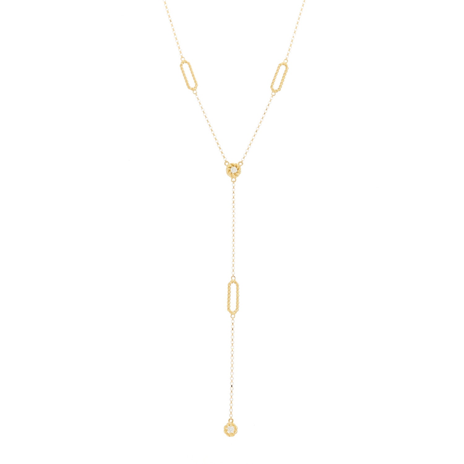 Roberto Coin 18K Yellow Gold Diamond Barocco Y Drop Necklace 1 of 5