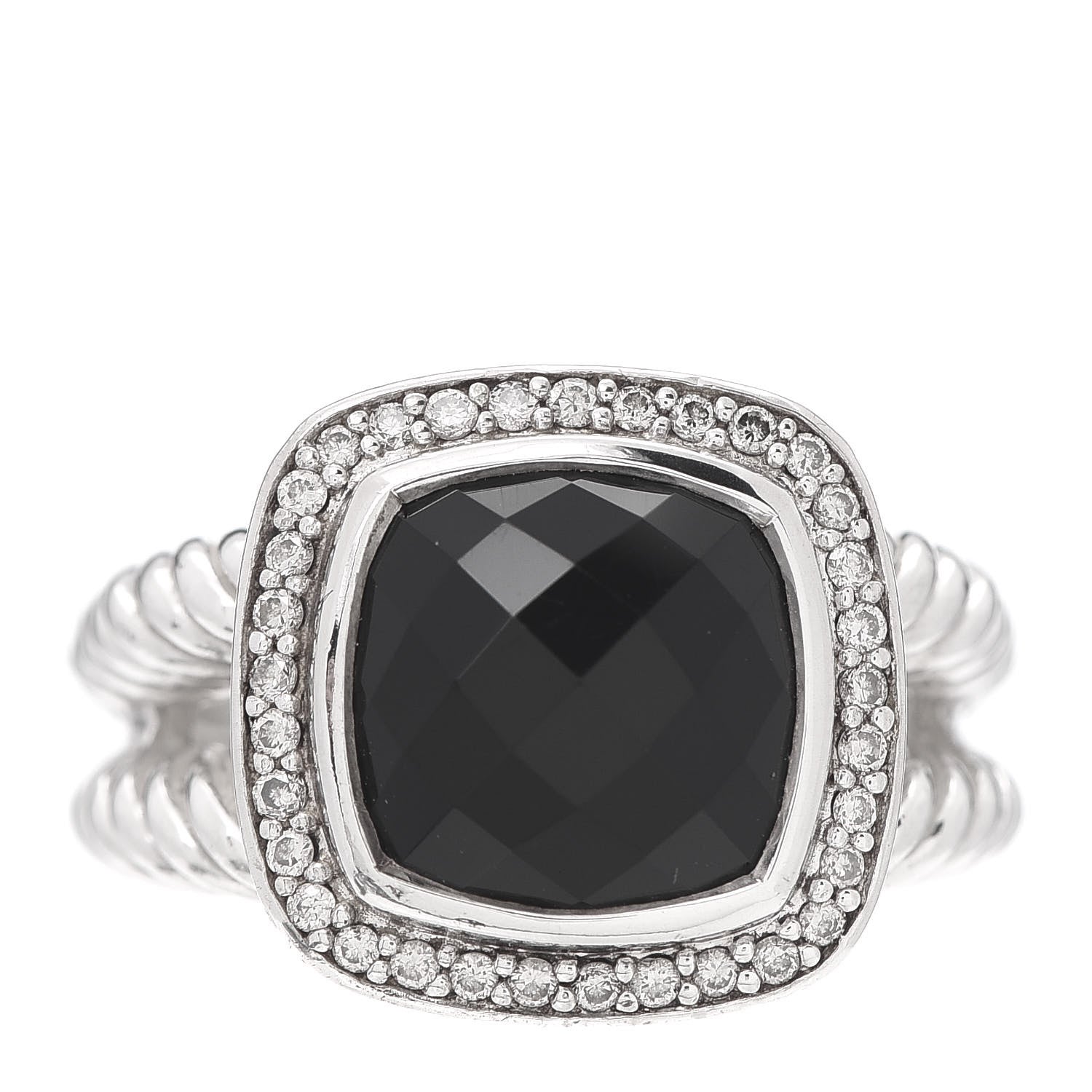 David Yurman Sterling Silver Diamond Black Onyx 11mm Albion Ring 57 8 1 of 5