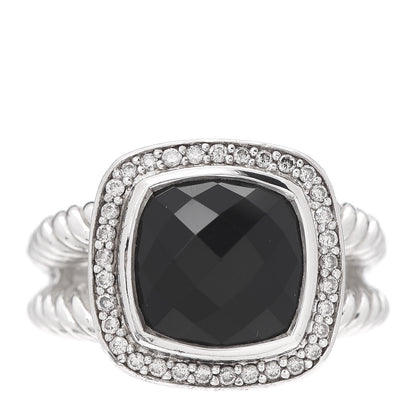 David Yurman Sterling Silver Diamond Black Onyx 11mm Albion Ring 57 8 1 of 5