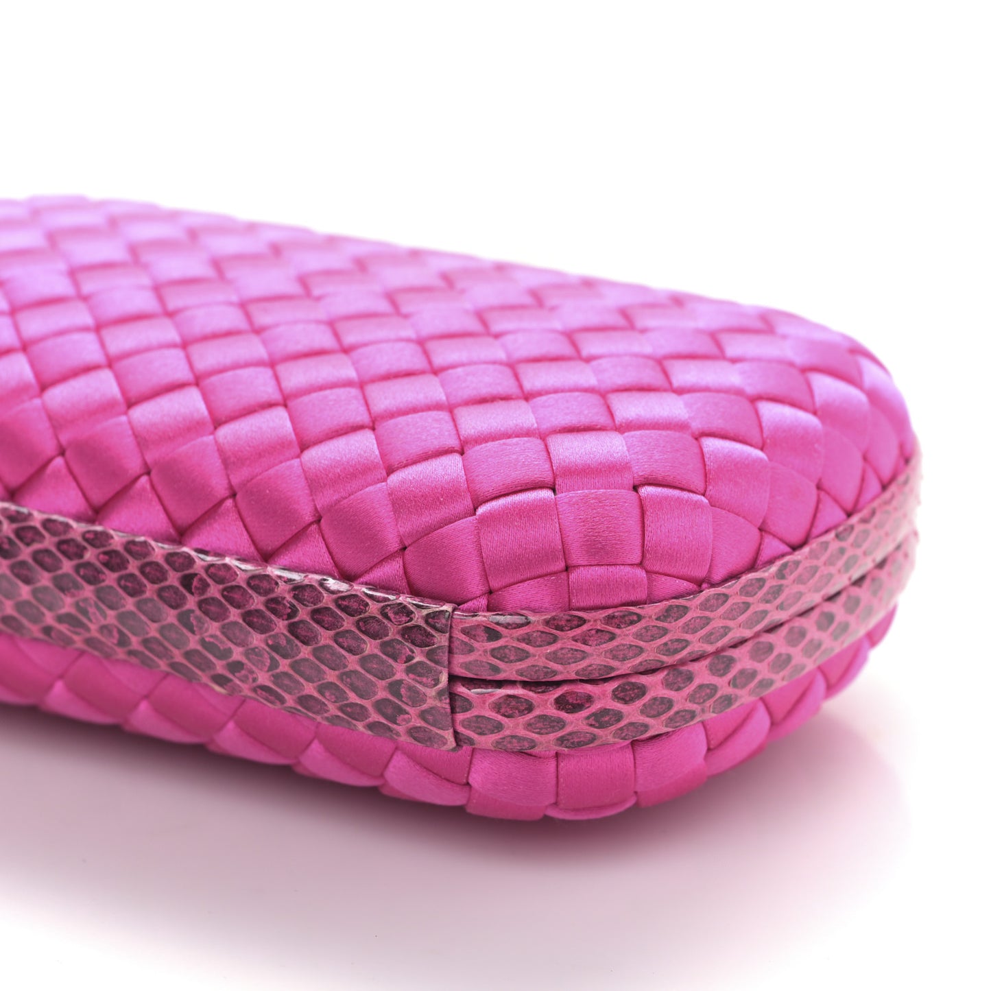 Satin Intreccio Impero Ayers Knot Clutch Rosa Shock