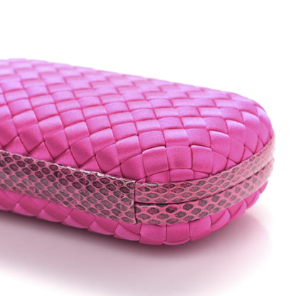 Bottega Veneta Satin Intreccio Impero Ayers Knot Clutch Rosa Shock 8 of 8