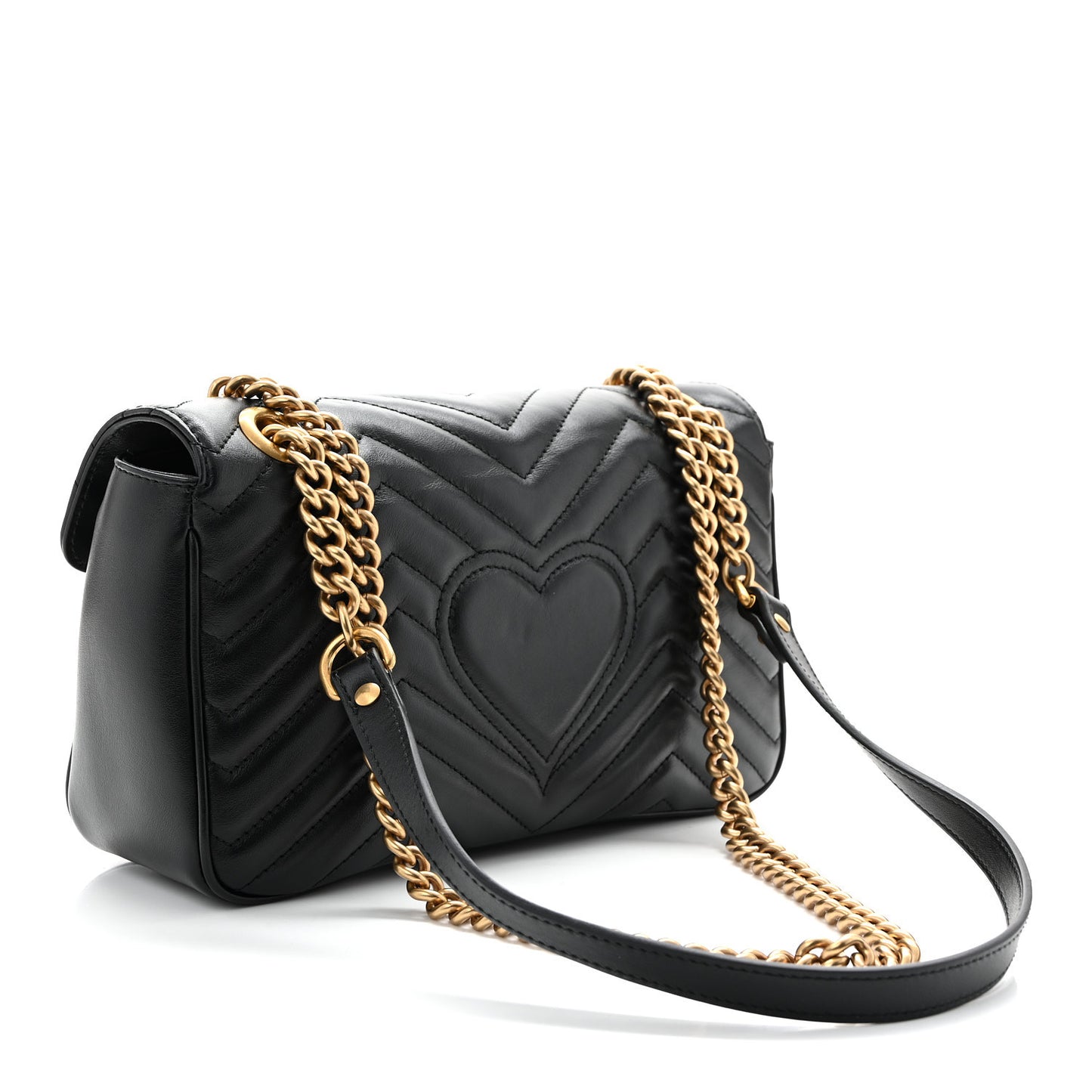 Calfskin Matelasse Small GG Marmont Shoulder Bag Black
