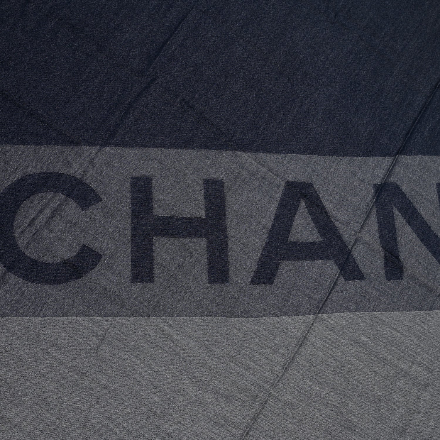 Chanel Cashmere CC Logo Stole Navy Grey 3 of 4