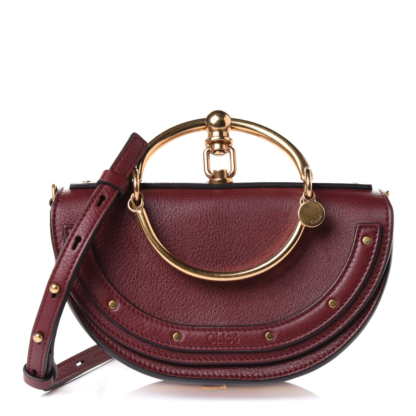 Calfskin Small Nile Bracelet Minaudiere Bag Plum Purple
