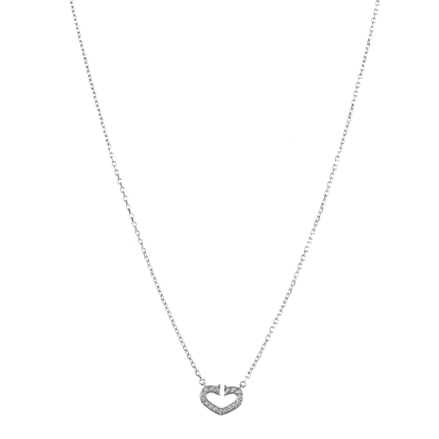 Cartier 18K White Gold Diamond Small Hearts and Symbols Pendant Necklace 1 of 6