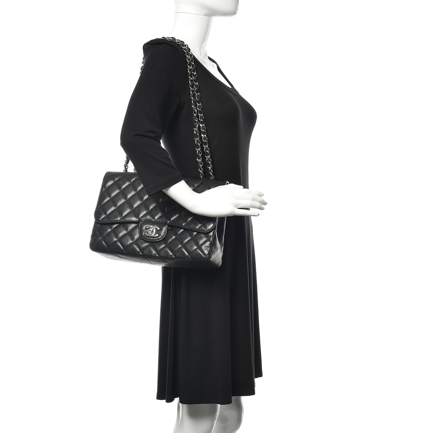 Caviar Quilted Jumbo Single Flap Black
