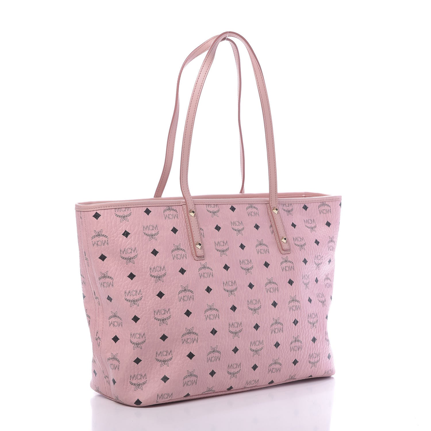 MCM Visetos Medium Anya Shopper Tote Light Pink 3 of 10