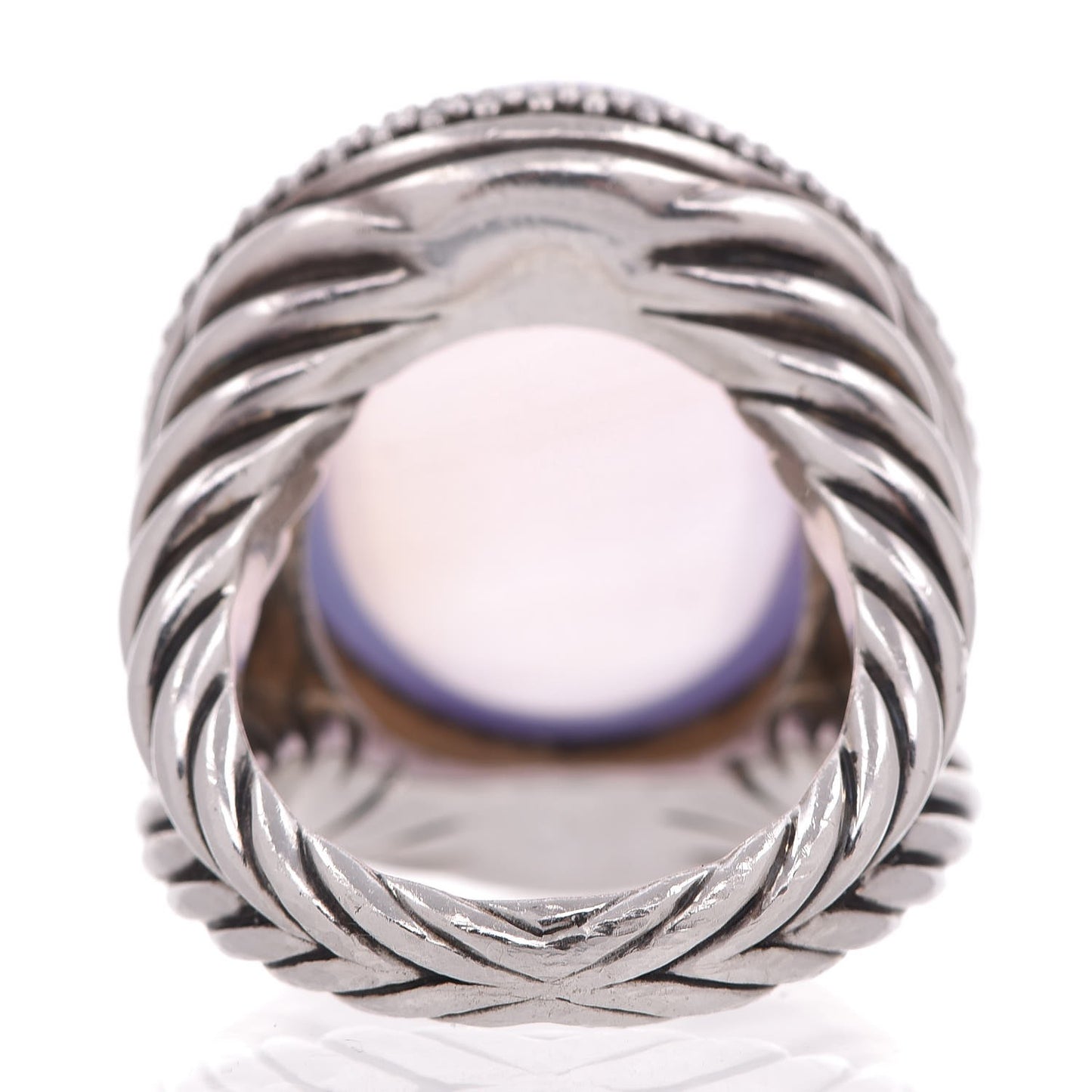Sterling Silver Pink Agate Diamond Signature Oval Ring 55 7.25
