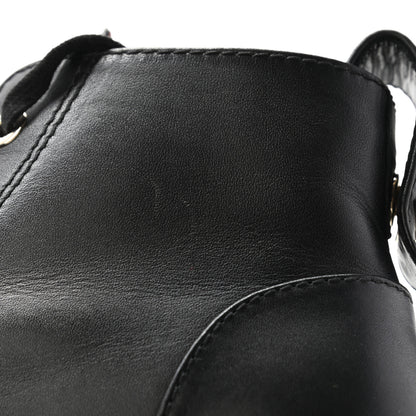 Chanel Calfskin CC Turnlock Lace Up Boots 35.5 Black 12 of 14