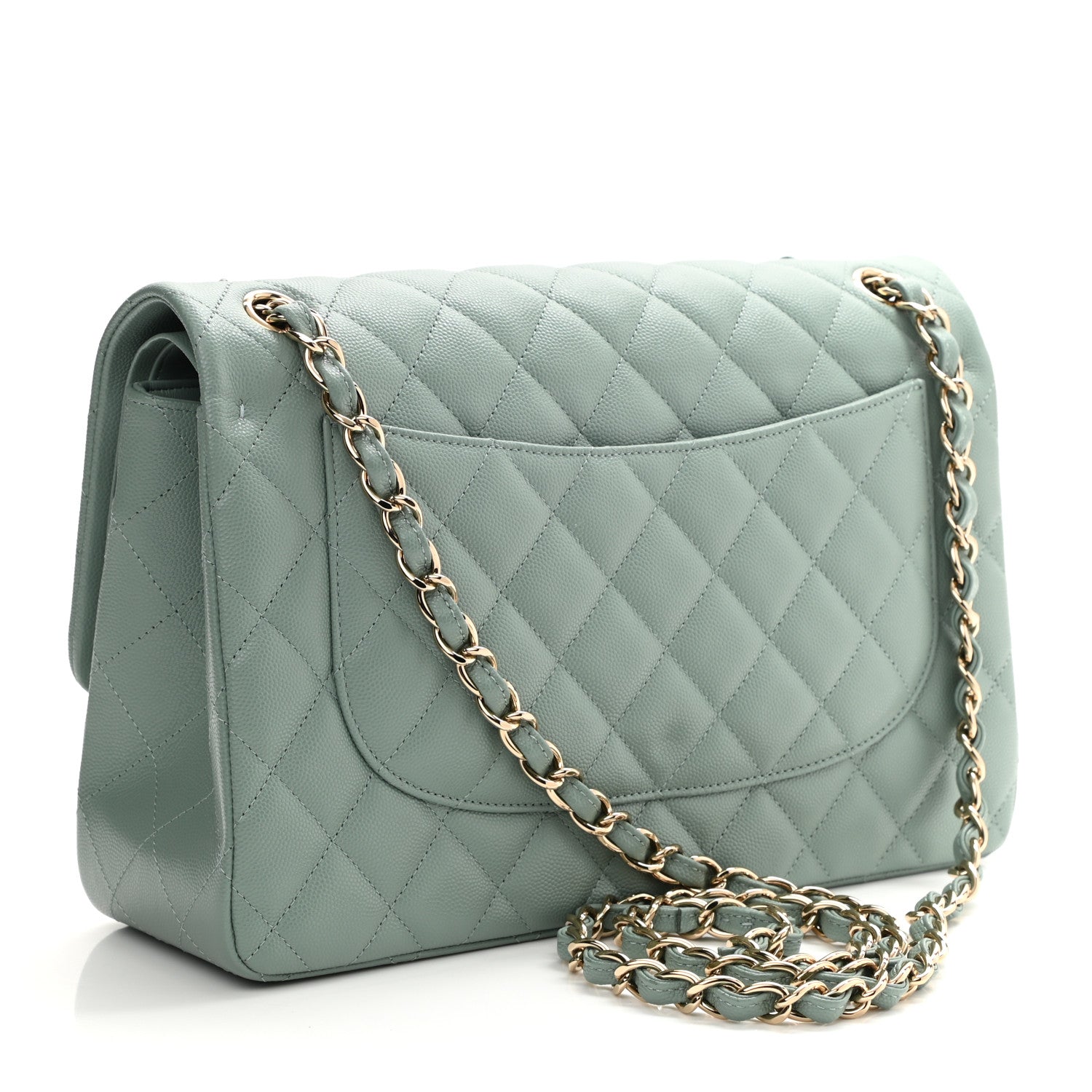 Chanel Caviar Quilted Jumbo Double Flap Dark Green 3 of 11