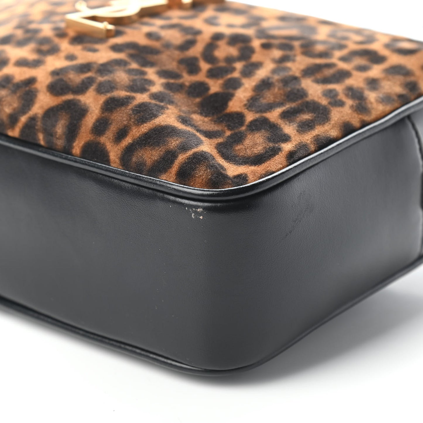 Calfskin Leopard Print Monogram Lou Camera Bag Black