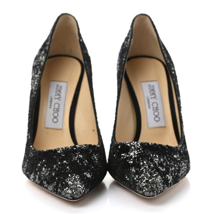 Jimmy Choo Coarse Glitter Pointy Toe Romy 85 Pumps 36 Black 2 of 8