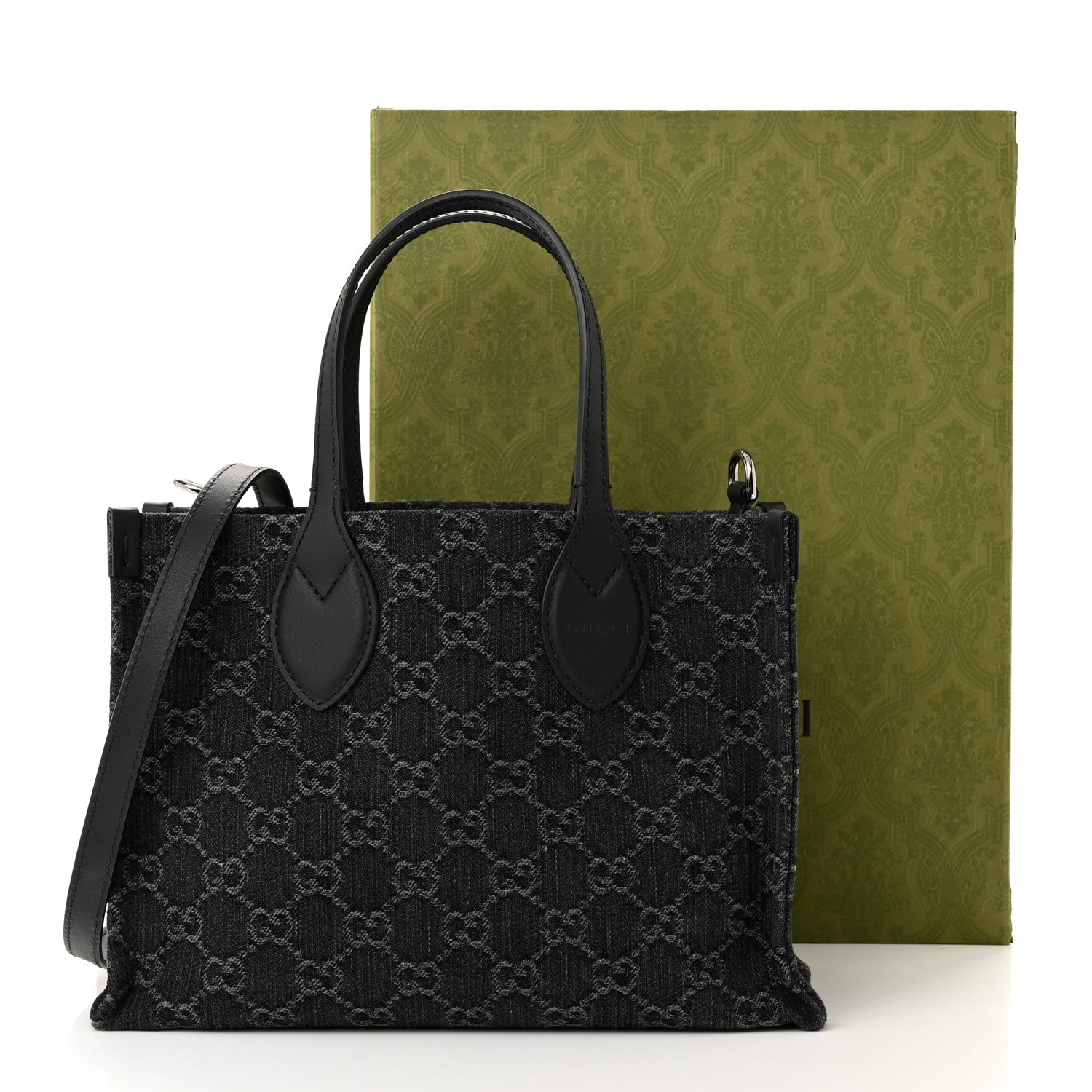 Gucci Denim Ophidia GG Monogram Tote Medium Black Grey 12 of 12