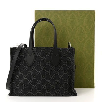 Gucci Denim Ophidia GG Monogram Tote Medium Black Grey 12 of 12
