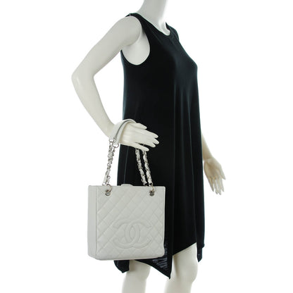 Chanel Caviar Quilted Petit Shopping Tote PST White 2 of 7