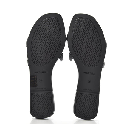 Hermes Rubber Aloha Sandals 36 Black 5 of 8