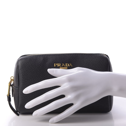 Prada Vitello Daino Cosmetic Pouch Black 2 of 8