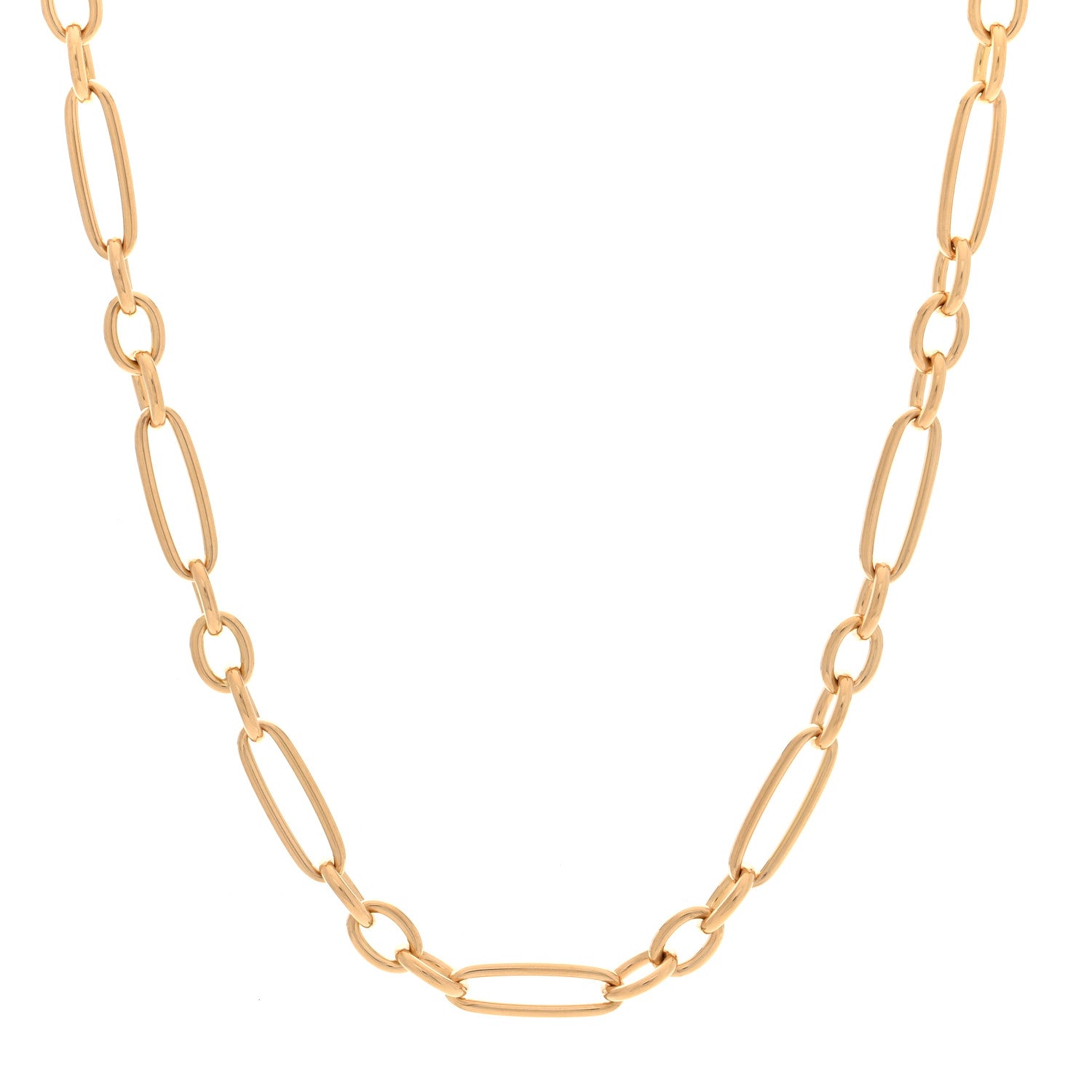 Roberto Coin 18K Yellow Gold Alternating Long and Short Oval Link Necklace 1 of 4