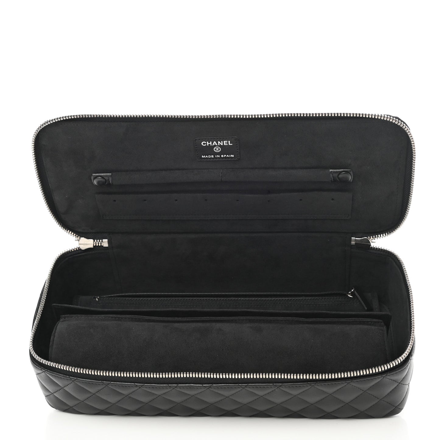 Lambskin Quilted Large Jewelry Case Black