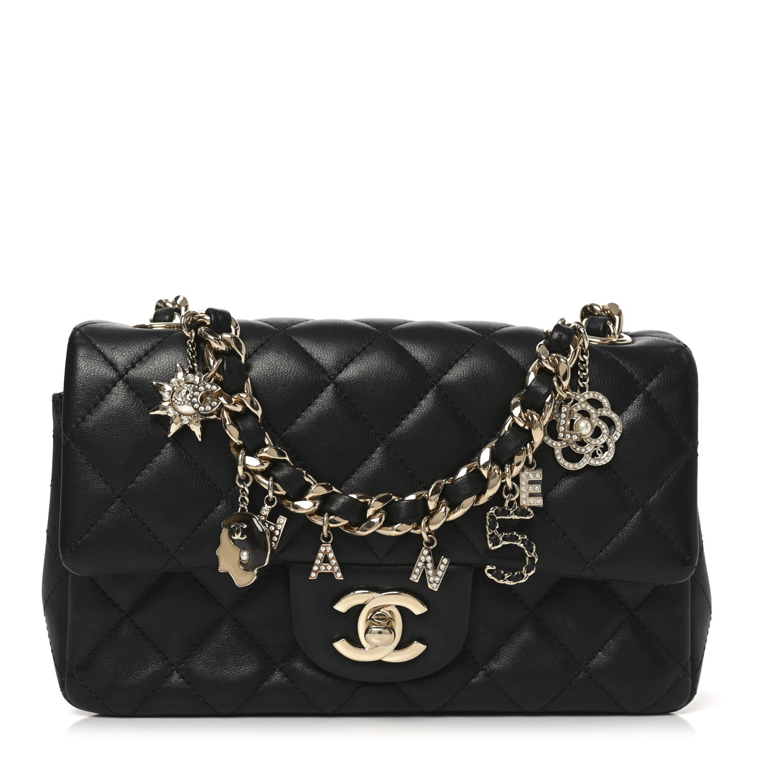 Chanel Lambskin Quilted Mini Coco Charms Rectangular Flap Black 1 of 11