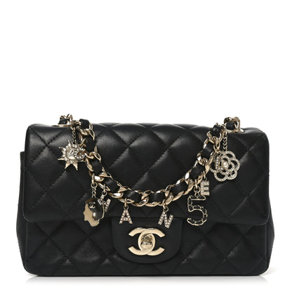 Chanel Lambskin Quilted Mini Coco Charms Rectangular Flap Black 1 of 11