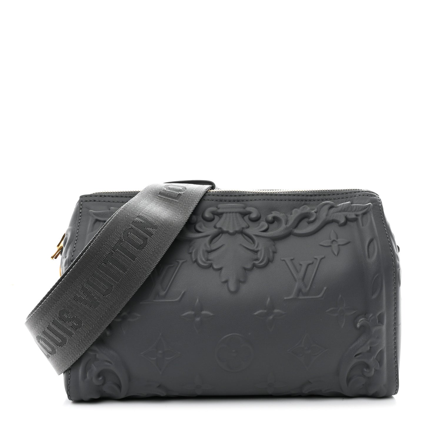 Calfskin Debossed Monogram Versailles City Keepall Dark Shadow Grey