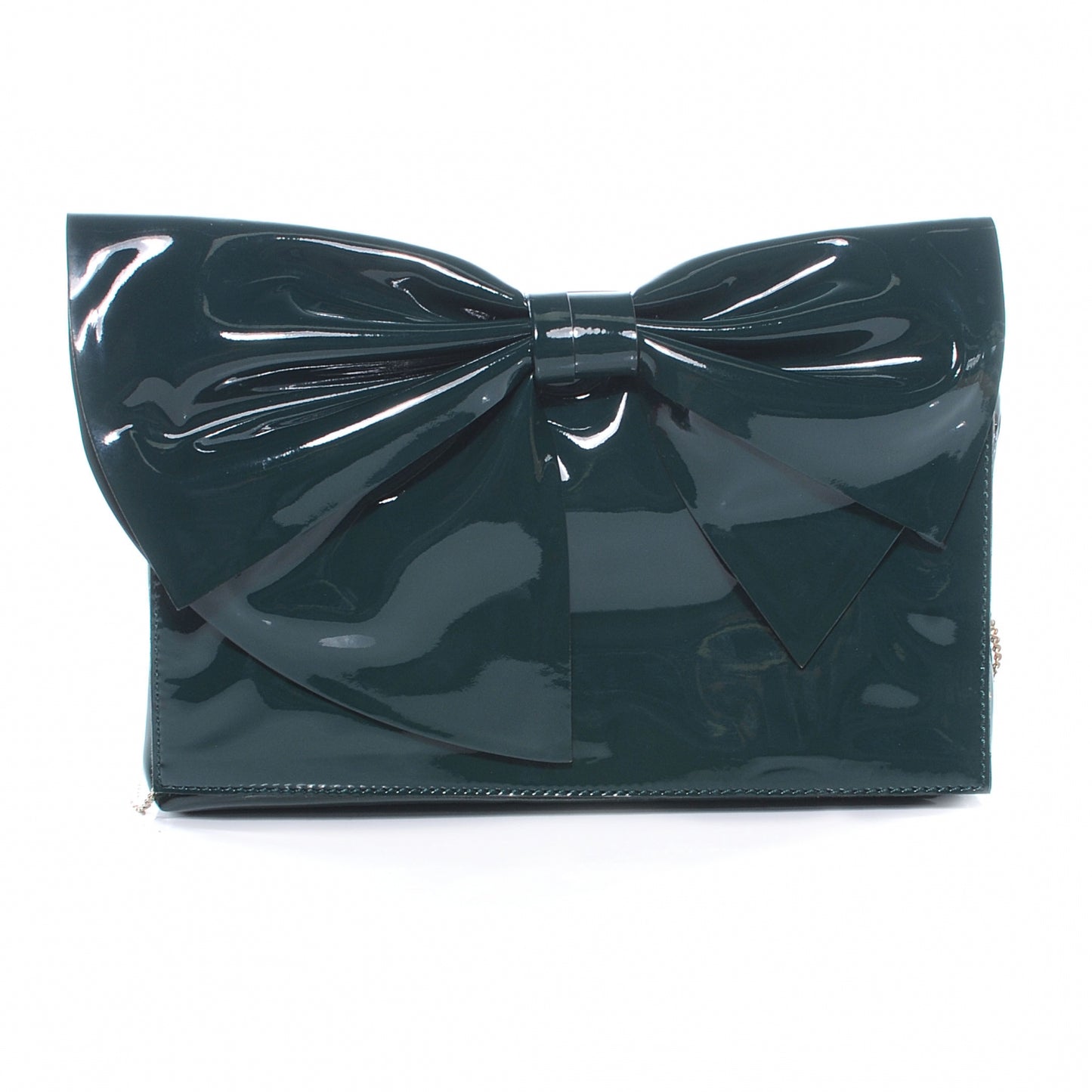 Patent Lacca Bow Clutch Dark Green