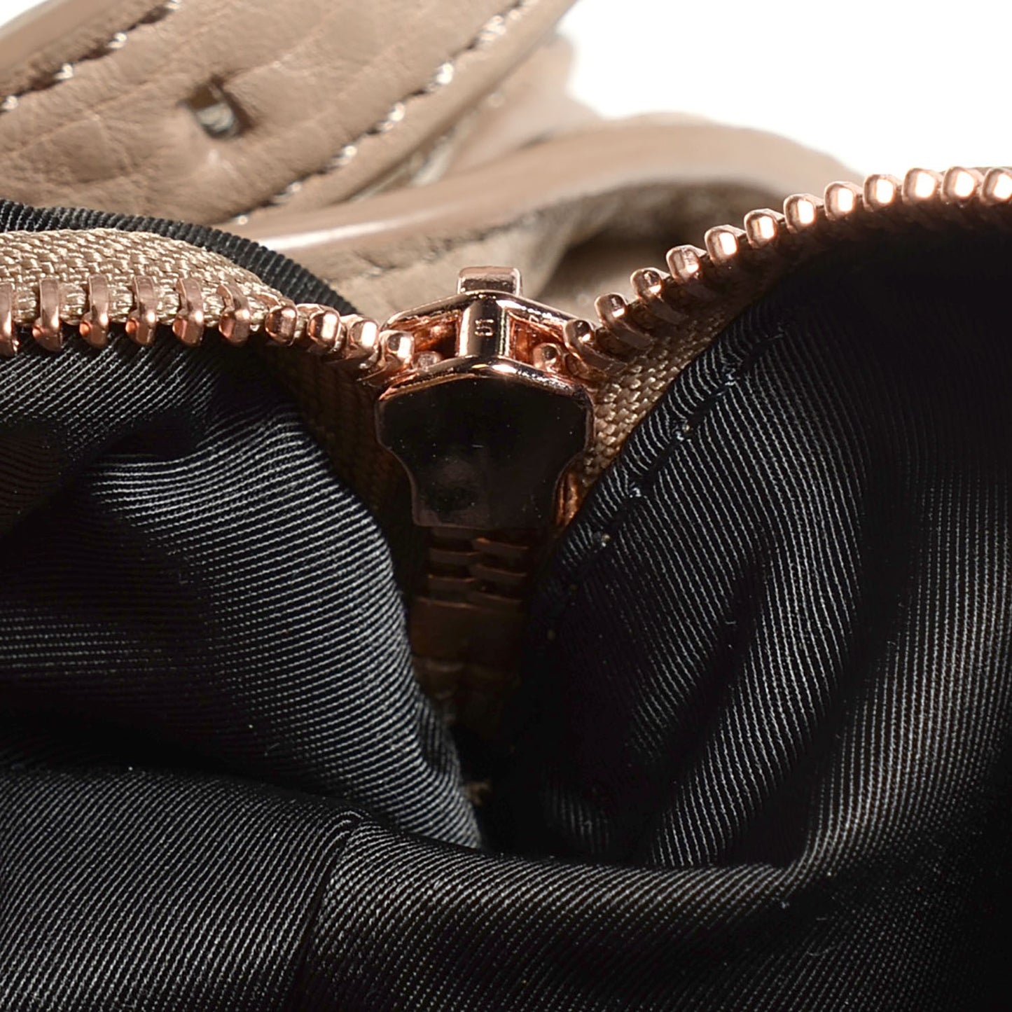 Pebbled Lambskin Diego Bucket Latte Rose Gold Hardware