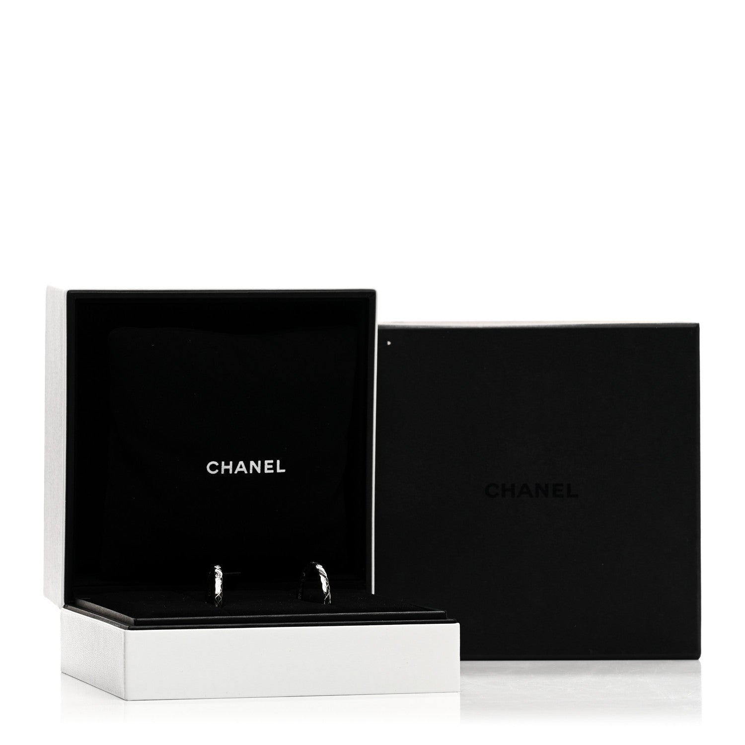 Chanel 18K White Gold Diamond Coco Crush Hoop Earrings 5 of 5