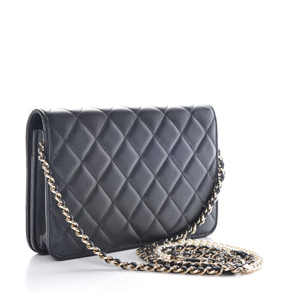 Chanel Iridescent Lambskin Quilted Pearl Wallet On Chain WOC Black 3 of 16