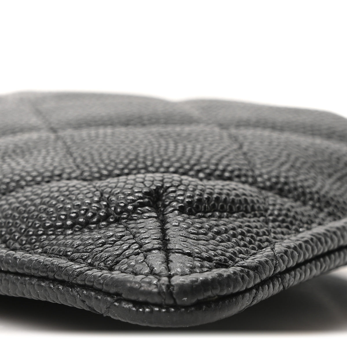 Caviar Quilted Striated Classic Flat Wallet Pouch  Black