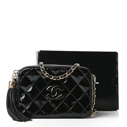 Chanel Patent Tassel Quilted Shoulder Bag Black 10 of 10