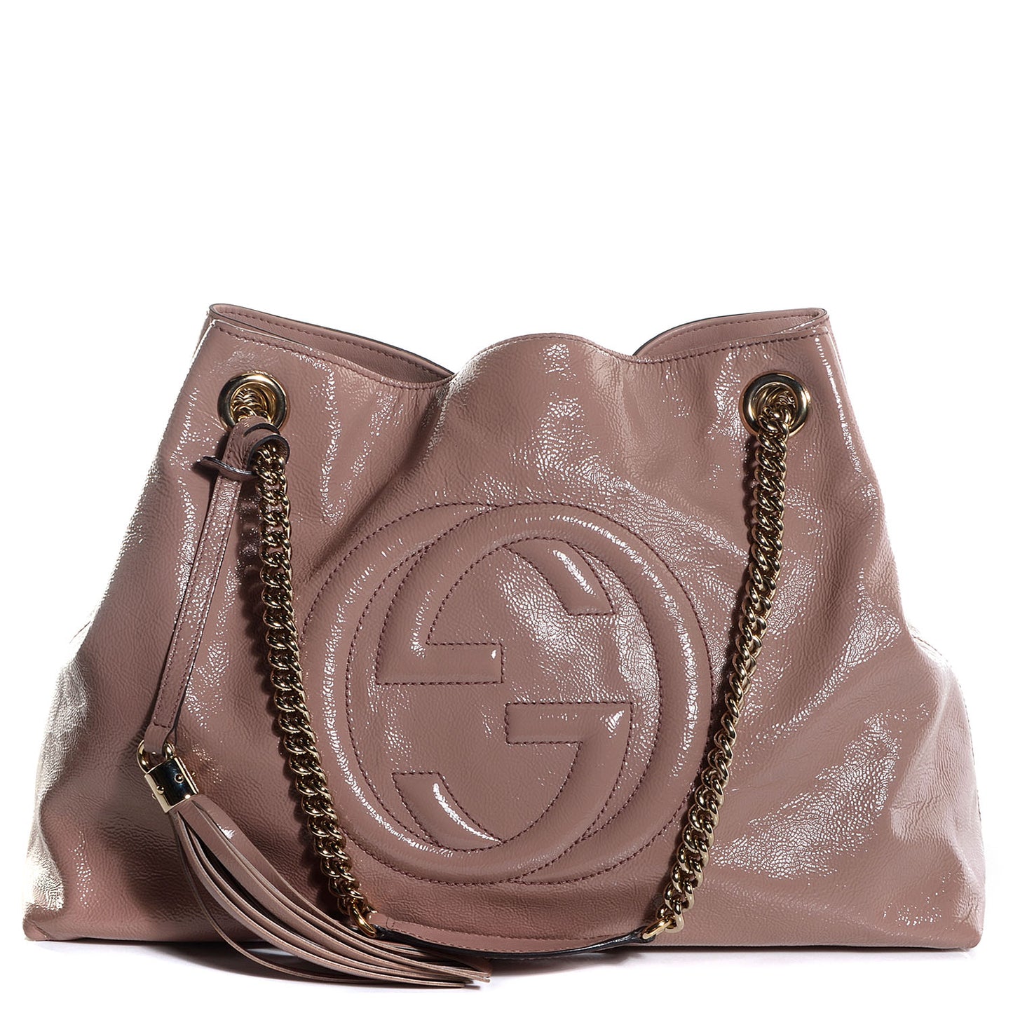 Patent Medium Soho Chain Shoulder Bag Dark Cipria