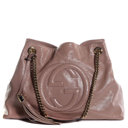 Gucci Patent Medium Soho Chain Shoulder Bag Dark Cipria 1 of 7