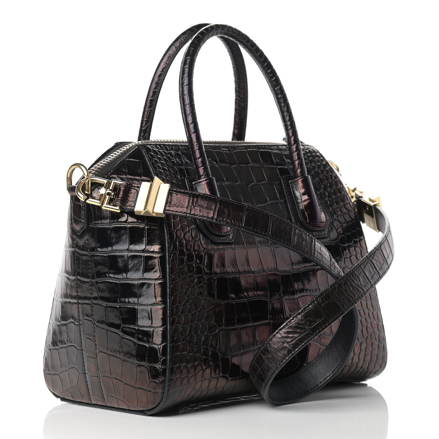 Givenchy Calfskin Crocodile Embossed Small Antigona Brown 3 of 12