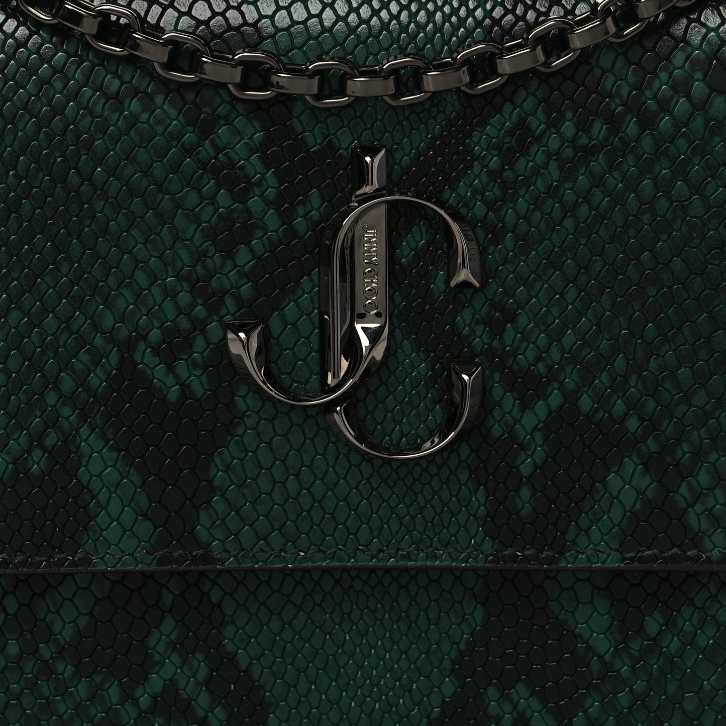 Calfskin Snakeskin Embossed Varenne Chain Clutch Dusk