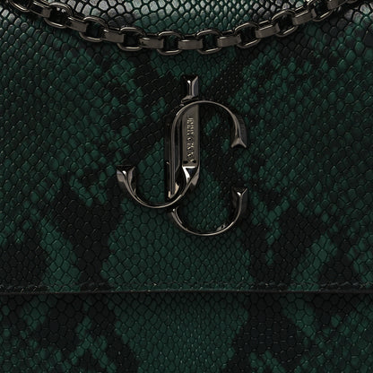 Jimmy Choo Calfskin Snakeskin Embossed Varenne Chain Clutch Dusk 7 of 9