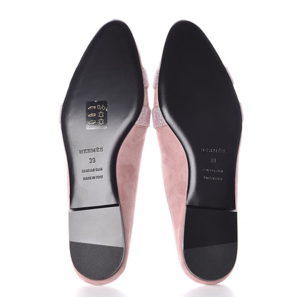 Hermes Suede Goatskin Crystal Roxane Mules 39 Rose 5 of 9