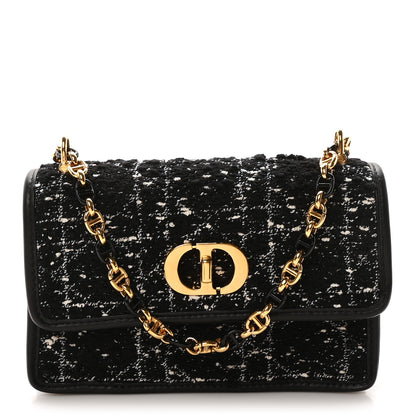 Christian Dior Tweed Macrocannage Mini Miss Caro Bag Black White 1 of 12