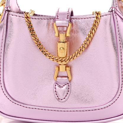 Gucci Laminated Nappa Nano Jackie 1961 Hobo Metallic Pink 8 of 11