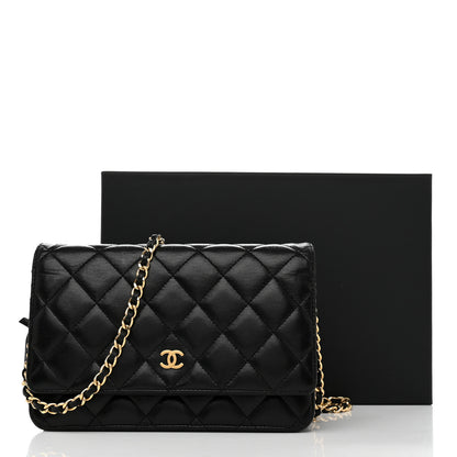 Chanel Lambskin Quilted Wallet On Chain WOC Black 13 of 13