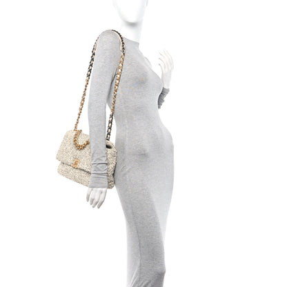 Chanel Tweed Quilted Large Chanel 19 Flap Ecru Black 2 of 11