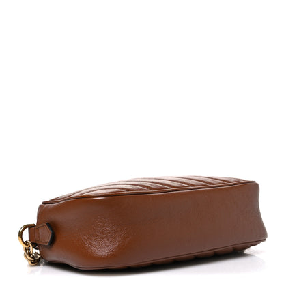 Gucci Glazed Calfskin Matelasse Diagonal Small GG Marmont Chain Shoulder Bag Cuir 4 of 10