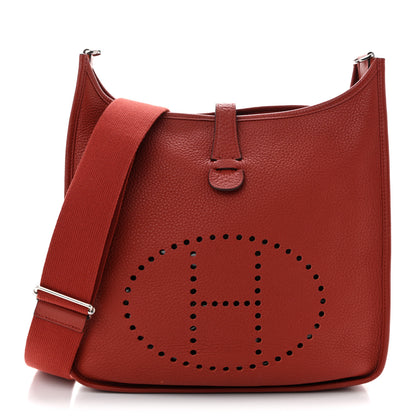 Hermes Taurillon Clemence EVELYNE III GM Rouge Venetian 1 of 12