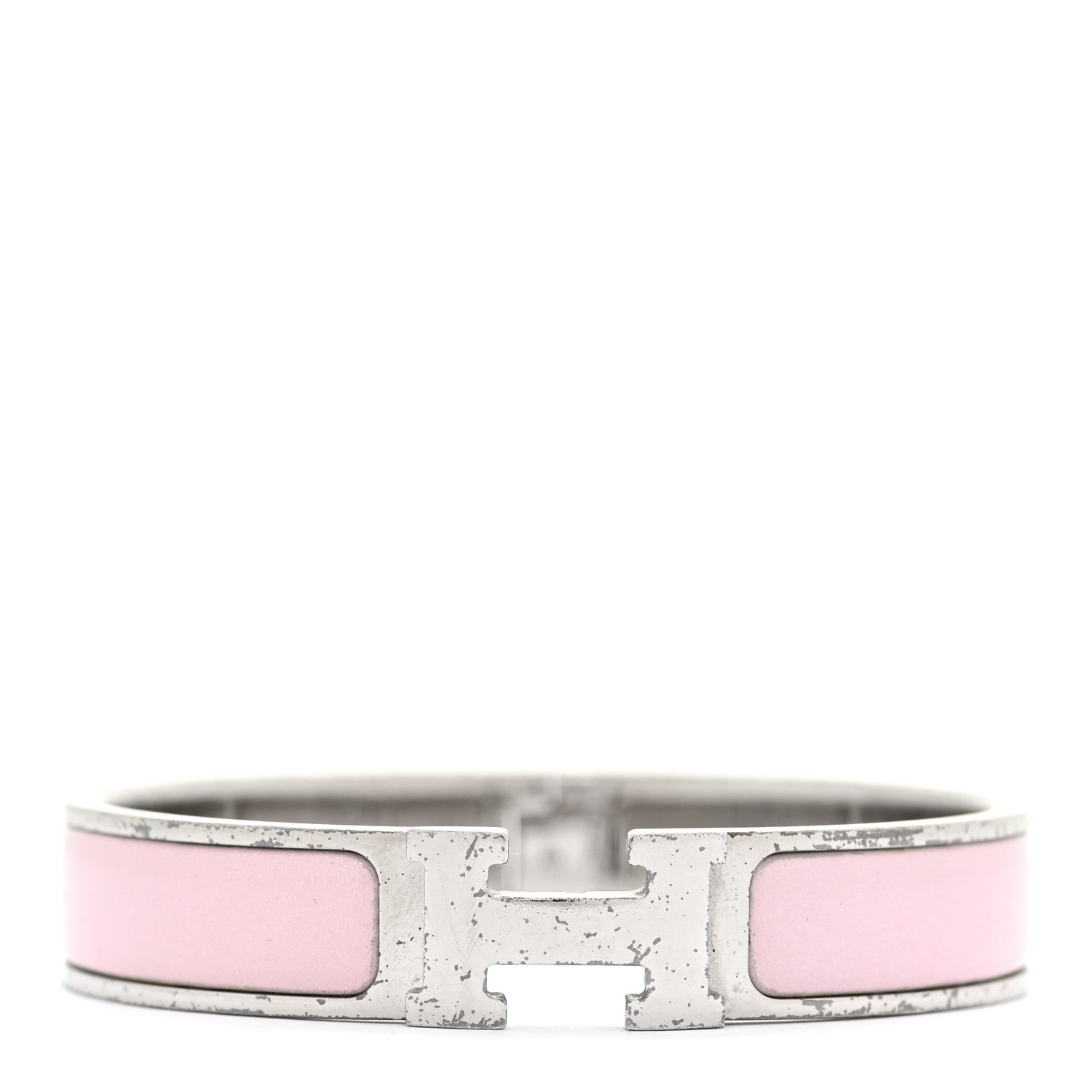 Hermes Enamel Narrow Clic Clac H Bracelet PM Rose Poudre 1 of 8