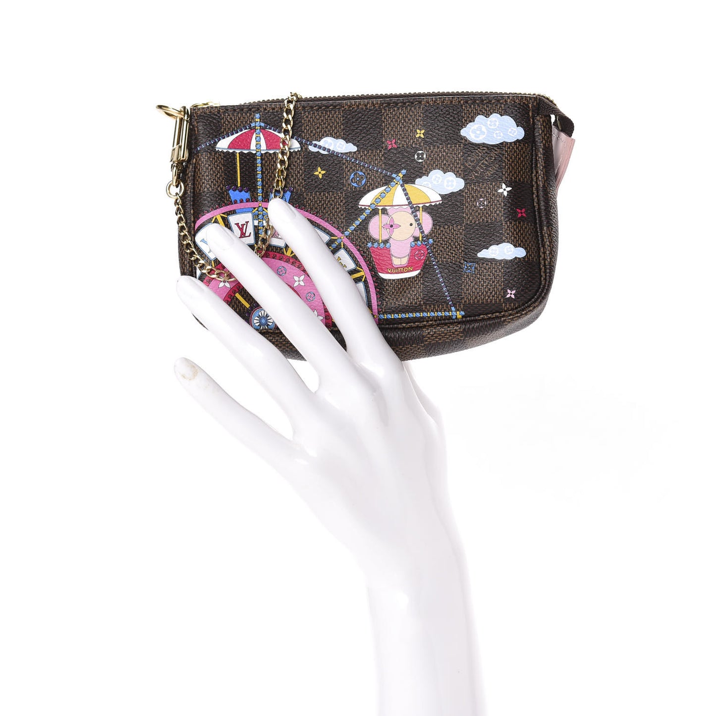 Damier Ebene 2020 Christmas Animation Big Wheel Mini Pochette Accessories Rose Ballerine