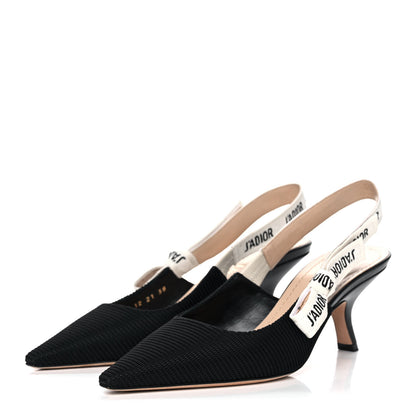 Christian Dior Technical Canvas Ribbon J Adior Slingback 65mm Pumps 38 Black 3 of 10